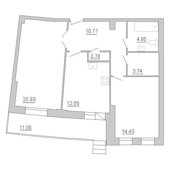 Двухкомнатная квартира в : площадь 71.26 м2 , этаж: 3 – купить в Санкт-Петербурге